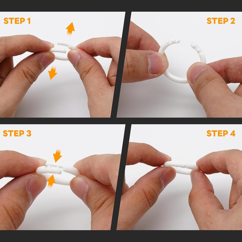 Semrien 120 Pcs 1/2 Inch Plastic Binder Rings, Loose Leaf Binder Book Rings, Black Index Card Rings Binder Clip Rings for Flash Cards, Key Rings, Index Cards, Paper (15mm, White) - Image 4